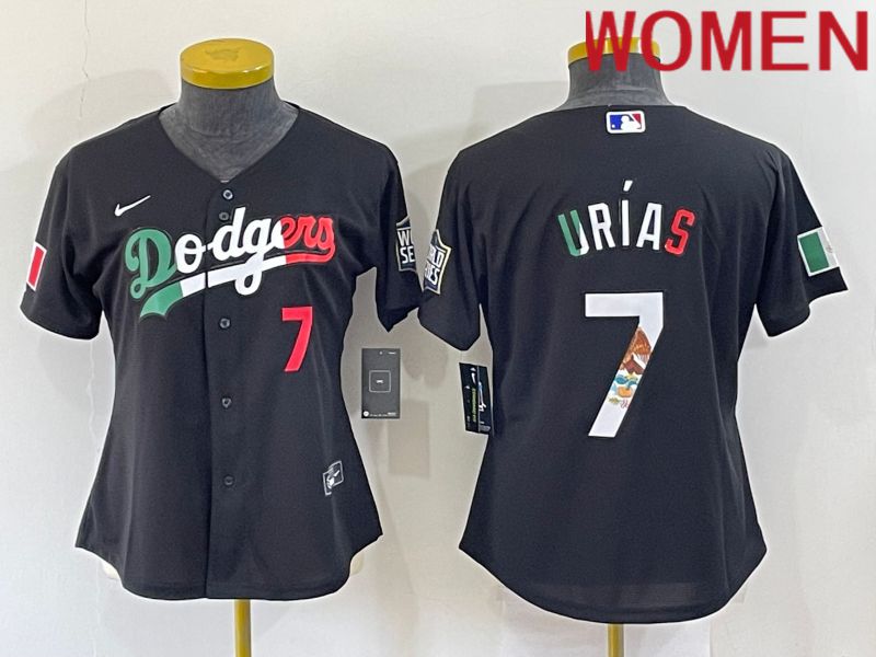 Women Los Angeles Dodgers #7 Urias Black Nike 2022 MLB Jersey2->los angeles dodgers->MLB Jersey